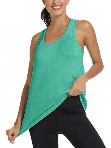 Rash Guards Workout Tank Tops for Women Gym Exercise Athletic Yoga Tops Racerback Sports Shirts - Green - CJ196UOC2D6 $16.03