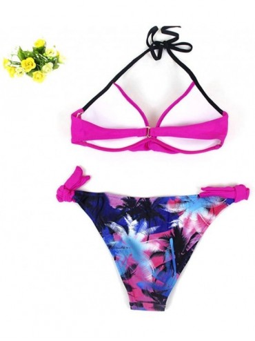Sets Swimsuits for Womens- Cross Bandage Bikini Set Push-Up Brazilian Swimwear Beachwear Swimsuit - B-hot Pink - CF18MH5MITN ...