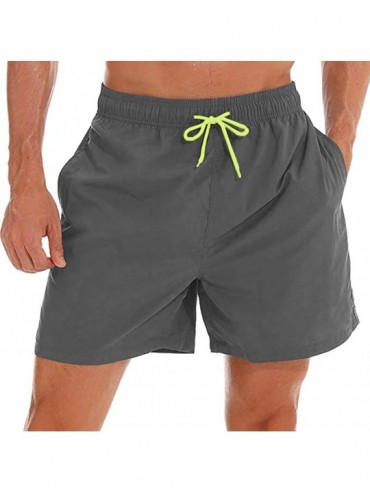 Trunks Men's Swim Trunks Quick Dry Board Bath Shorts Beach Casual Wear with Pockets - Gray - CQ196WEYO4C $30.90