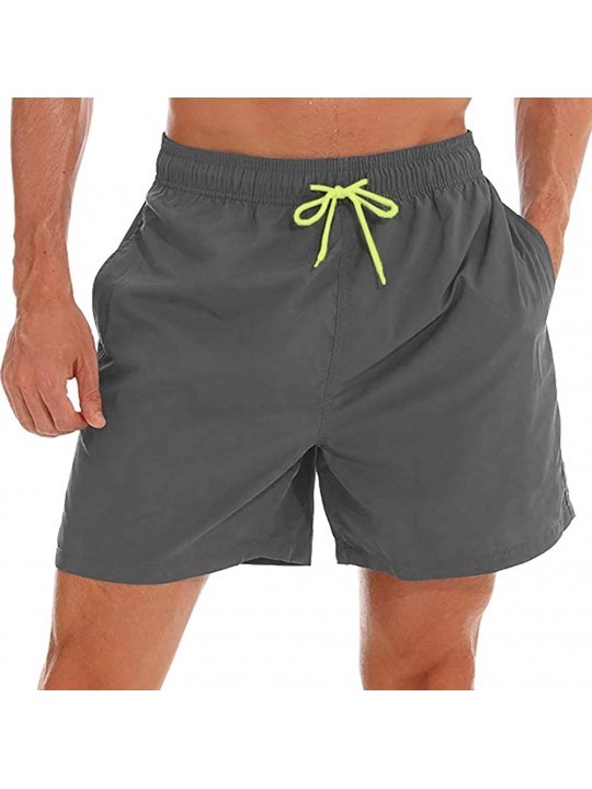 Trunks Men's Swim Trunks Quick Dry Board Bath Shorts Beach Casual Wear with Pockets - Gray - CQ196WEYO4C $25.93