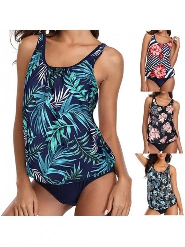 Rash Guards Women Two Piece Swimsuit High Neck Floral Printed Racerback Tankini Sets Tummy Control Swimwear Bathing Suits 02 ...