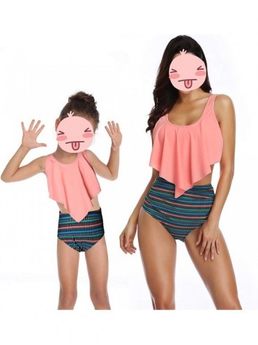 Sets Mother and Daughter Swimwear Family Matching Swimsuit Mamy and Me Two Pieces High Waist Falbala Bikini Sets Orange 0339 ...