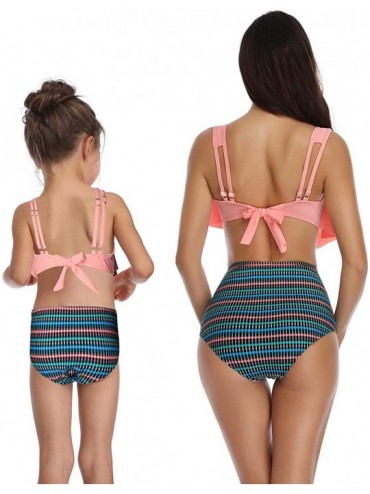 Sets Mother and Daughter Swimwear Family Matching Swimsuit Mamy and Me Two Pieces High Waist Falbala Bikini Sets Orange 0339 ...