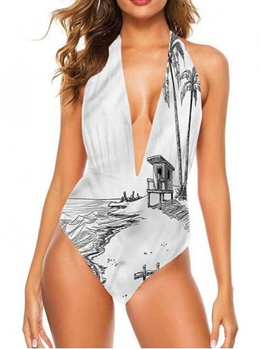 Cover-Ups Swim Dresses Sketchy- Different Types of Trees for Sunbathing at The Pool - Multi 30 - CR19D6E2SCC $69.97