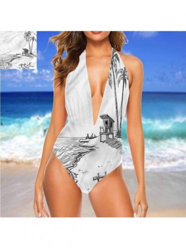 Cover-Ups Swim Dresses Sketchy- Different Types of Trees for Sunbathing at The Pool - Multi 30 - CR19D6E2SCC $33.09