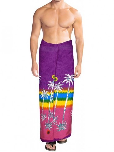Cover-Ups Men Boho Sarong Swimsuit Lava Lava Cover Ups Beach Wrap Towel 78"X42" - Autumn Violet_z257 - C8193W2WT8M $10.82