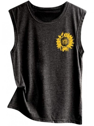Tankinis Tank Tops for Women Funny Print Shirts Sleeveless Workout Summer Tunic Loose Fit Tank Tops - Black - CI194KDRCSC $9.82
