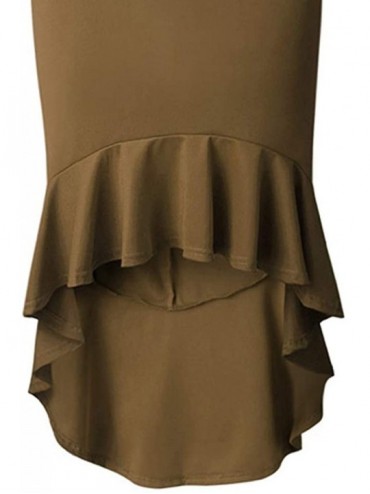 Cover-Ups Leopard Print Dresses Women Tight Half Sleeve Ruffled Flounce Sexy Dress - Green - C2194504SRT $30.30
