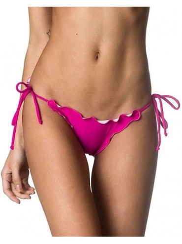 Tankinis Coqueta Swimwear Wavy Triangle Bikini Set Brazilian Cheeky Swim Bottoms for Women's - Fuchsia - CP129VHV067 $33.44