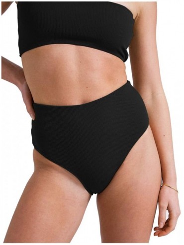 Sets Women's One Shoulder Bikini Sets High Waist Two Piece Swimsuit - Black - CS18TTTTUKN $17.90