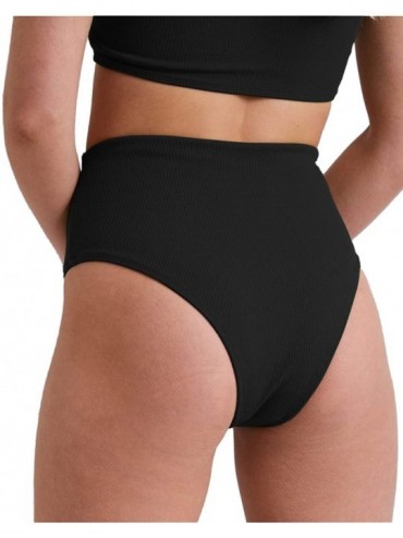 Sets Women's One Shoulder Bikini Sets High Waist Two Piece Swimsuit - Black - CS18TTTTUKN $17.90