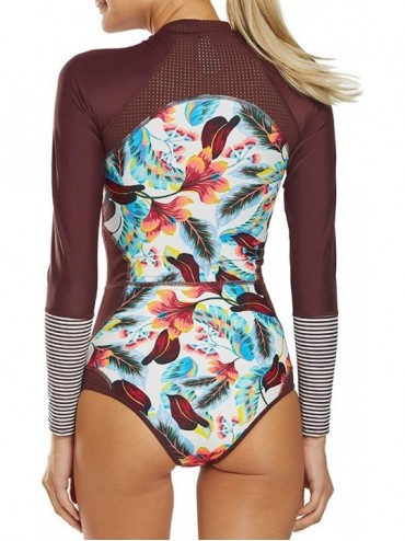 Rash Guards Women's Floral Printed Rashguard UV Protection One Piece Swimsuit - Floral - CN194CTLL5D $24.14
