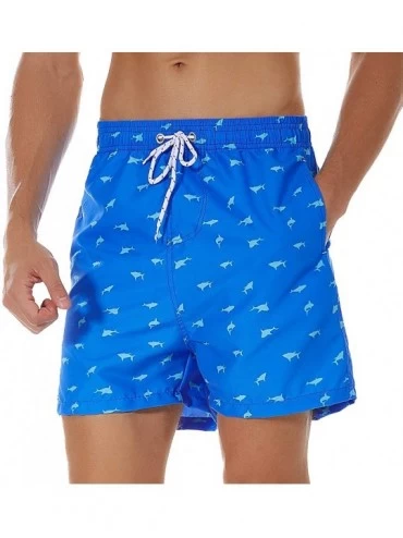 Trunks Men's Swim Shorts Quick Dry Athletic Beach Trunks with Pockets - Fish / Blue - CC19DNXCHL8 $36.53