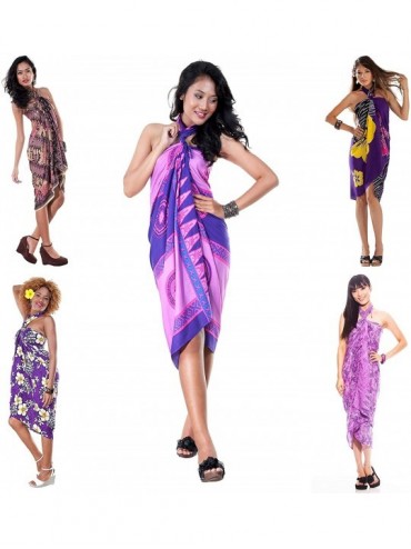 Cover-Ups Womens Grab Bag of Swimsuit Cover-Up Sarong and Shell Bracelet - Purple - CC112BPQANJ $28.22