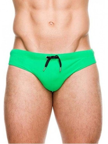 Briefs Men's Athletic Swimwear Briefs Sexy Low Rise Swimwear Underwear with Underwear Pad - Green - CB18ISSO9D6 $31.06