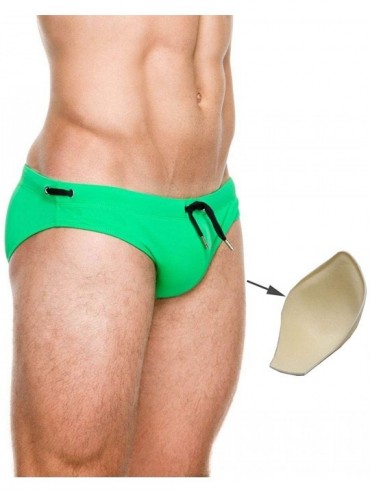 Briefs Men's Athletic Swimwear Briefs Sexy Low Rise Swimwear Underwear with Underwear Pad - Green - CB18ISSO9D6 $19.46