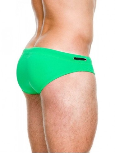 Briefs Men's Athletic Swimwear Briefs Sexy Low Rise Swimwear Underwear with Underwear Pad - Green - CB18ISSO9D6 $19.46