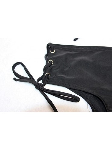 Sets Black Sexy Women's Drawstring Padded Bra Swimsuit Bikini Top - Black - C518EHZ2KUD $17.50