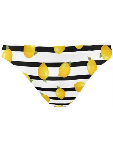 Briefs Mens Swim Bikini Briefs Green Dog Paw and Bone Prints Swimwear Surf Shorts Trunks - Fruit Lemon Stripe - CC18UADGNWA $...
