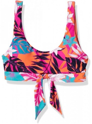 Tops Women's Tie Front Crop Tank Bikini Top Swimsuit - Copacabana Ultra Pink - CG18Y33RSSX $82.43