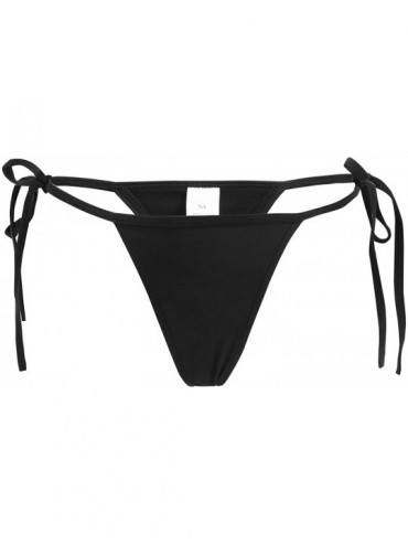 Bottoms Swimwear Women Brazilian Tie Sides T Back Bikini Thong Swimsuit Bottoms - Black - CD12IQTYRR5 $9.41