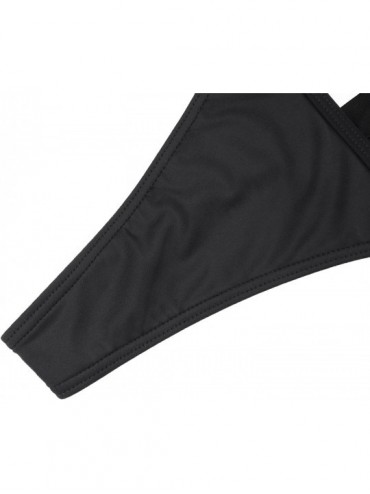 Bottoms Swimwear Women Brazilian Tie Sides T Back Bikini Thong Swimsuit Bottoms - Black - CD12IQTYRR5 $9.41