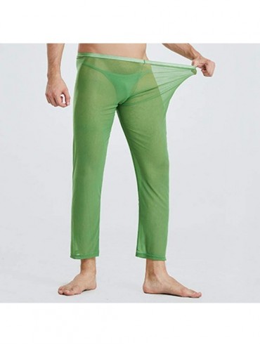 Briefs Men's Underwear Bottoms Sexy Mesh See Through Loose Long Pants Lightweight Sleep Lounge Trouser - Green - C71932DE4TE ...