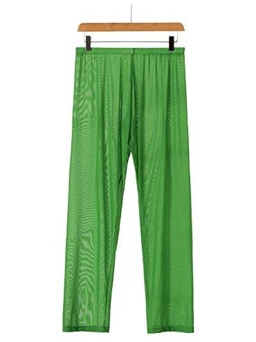 Briefs Men's Underwear Bottoms Sexy Mesh See Through Loose Long Pants Lightweight Sleep Lounge Trouser - Green - C71932DE4TE ...