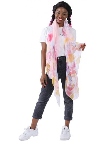 Cover-Ups Large Floral Scarves Shawls for Women Lightweight Fashion Flowy Scarf Thin Scarf Headwrap - 00 Pale Pink - C919G5UT...