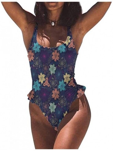 Bottoms Two Piece Swimsuits Floral- Exotic Blooms Foliage Great Fashion Piece - Multi 04-one-piece Swimsuit - CV19E7L9Q35 $67.70