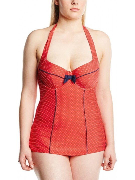 One-Pieces Britt SW0820 Women's Bra-Sized Halter Swimsuit- Red Spot - Red Spot - C811SCOKR0B $19.92