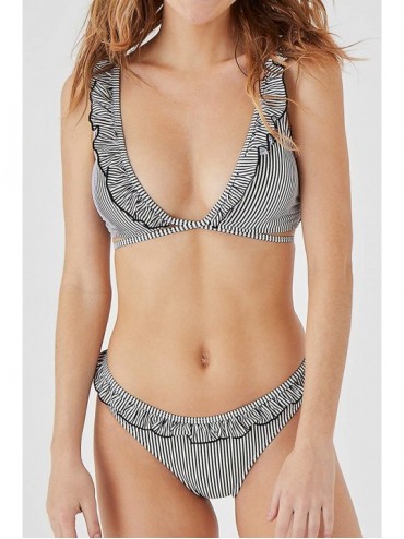 Sets Women's Falbala Cross Design Bikini Set Hawaii Sunrise Beach Swimwear - Stripe - CF18M99YY0W $27.37