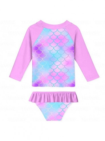 Sets Girls Long Sleeve Rashguard Swimsuit Set Two Piece Beach Bikinki Swimwear Bathing Suits with UPF 50+ 2-8 Years - Mermaid...