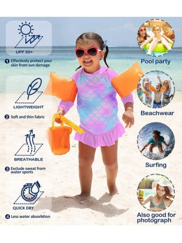 Sets Girls Long Sleeve Rashguard Swimsuit Set Two Piece Beach Bikinki Swimwear Bathing Suits with UPF 50+ 2-8 Years - Mermaid...