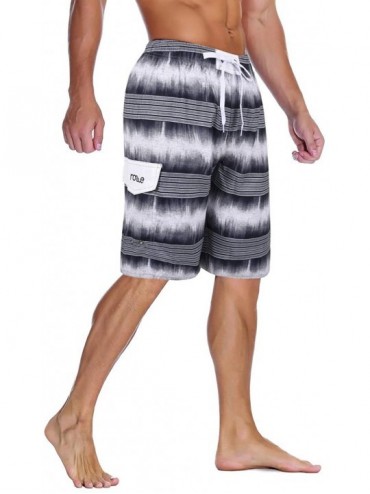 Board Shorts Men's Beachwear Summer Holiday Swim Trunks Quick Dry Striped - Cool Gray - CZ18L2X5RNL $16.39