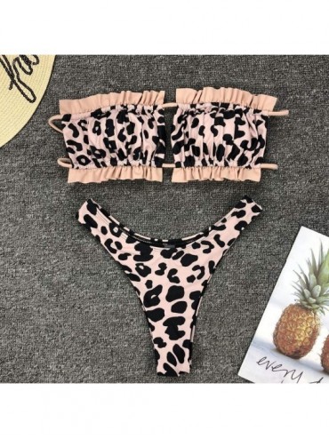 Sets Women Bikini Set Fashion Push-Up Padded Bra Beachwear Leopard Print Swimsuit Swimwear Bathing Suit - Z13-brown - C518TQL...