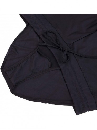 Board Shorts Womens Waistband Side Split Swim Shorts with Panty Liner Plus Size Smooth - Black - CY18TT9Q7MY $15.43