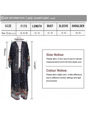 Cover-Ups Kimonos for Women with Bohemian Print Chiffon Lace Beach Swimsuit Cover Up - Printed 2 - CT18CXCLLMZ $19.63