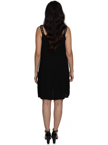Cover-Ups Embroidered Dress/Cover Up Diagonal Ombre. SM-3XL - Black - C119GN0A3DT $19.80