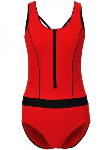 One-Pieces Swimsuits for Women One Piece Swimsuits Athletic Training Racing Swimwear - Red - C418LGCRACC $36.32
