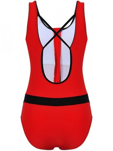 One-Pieces Swimsuits for Women One Piece Swimsuits Athletic Training Racing Swimwear - Red - C418LGCRACC $36.32