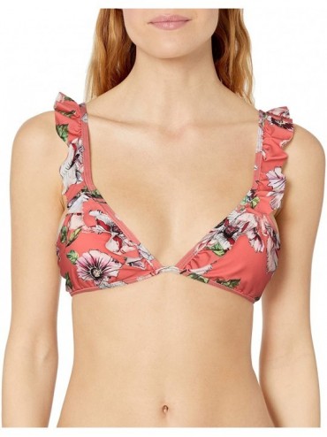 Tops Women's Ruffle Swimsuit Bra Bikini Top - Lady Like Coral - C818YKSCO3T $25.52