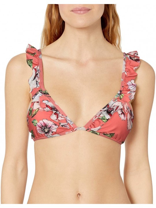 Tops Women's Ruffle Swimsuit Bra Bikini Top - Lady Like Coral - C818YKSCO3T $25.52