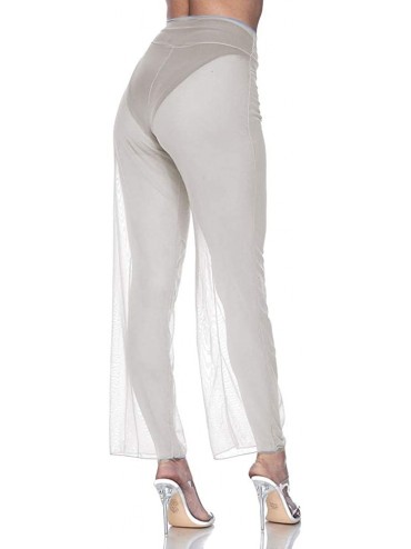 Bottoms Women's Perspective Sheer Mesh Long Pants Swimsuit Bikini Bottom Cover up - D White - CF18R20MH8D $10.76
