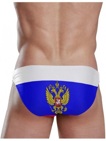 Briefs Men's Swimming Briefs- Adjustable Drawstrings - Comfortable Low Waist Swim Trunks Russia Flag National Emblem - Russia...