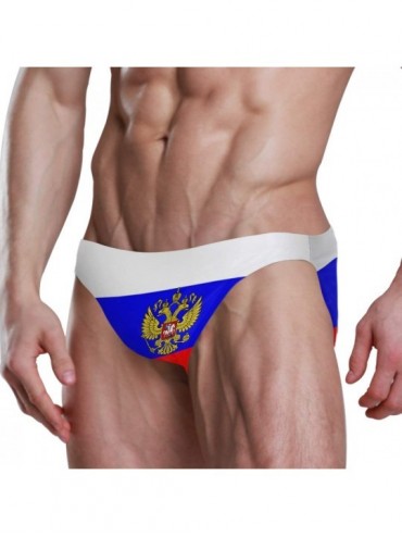 Briefs Men's Swimming Briefs- Adjustable Drawstrings - Comfortable Low Waist Swim Trunks Russia Flag National Emblem - Russia...