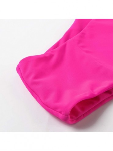 Sets Women's Bandeau Bikini High Waist Swimsuit 2 Pieces Strapless Swimwear - Red-neon - CU18AMWOEHK $21.30