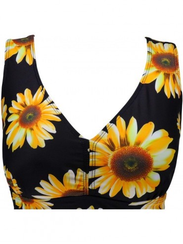 Cover-Ups Women's One Piece Plus Size Swimsuits Tummy Control Swimwear Bathing Suits - Sunflower - CO18HWIK90C $29.27