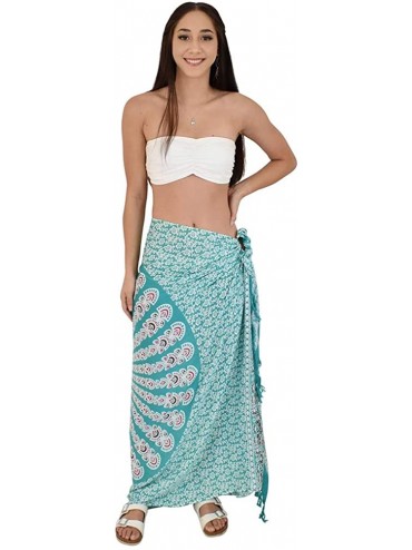 Cover-Ups Sarongs Mandala Round Womens Beach Swimsuit Coverup Bikini Wrap + Coconut Clip - Aqua Pink - CB18Y4SMG4U $15.54