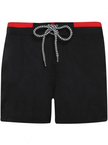 Board Shorts Womens/Ladies Swim Shorts - Black/Red - CK18E6O8E8X $19.18